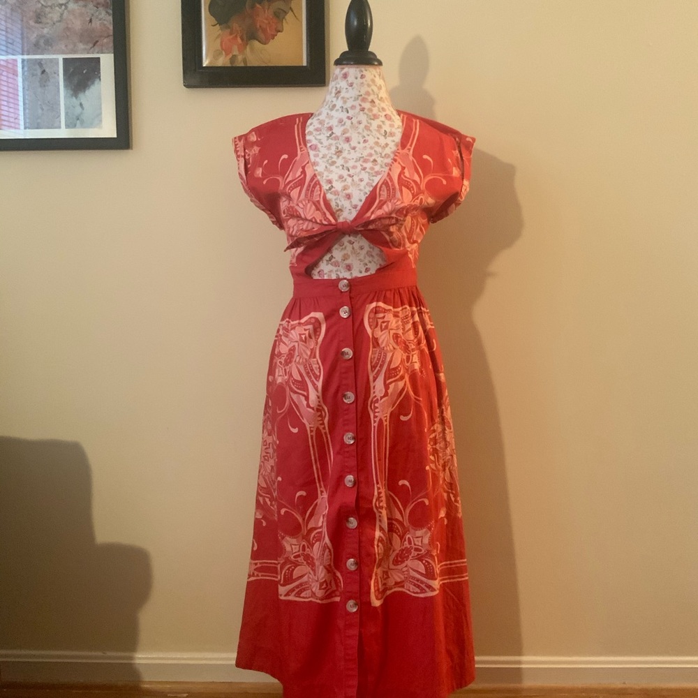 Free people flora maxi dress tie cut-out